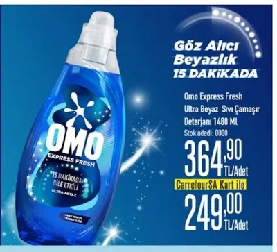 Omo Express Fresh Ultra Beyaz Sıvı Çamaşır Deterjanı 1480 Ml