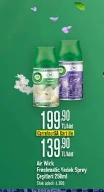 Air Wick Freshmatic Yedek Sprey Çeşitleri 250Ml
