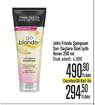 John Frieda Şampuan Sarı Saçlara Özel Işıltı Veren 250 Ml
