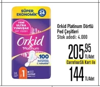 Orkid Platinum Dörtlü Ped Çeşitleri
