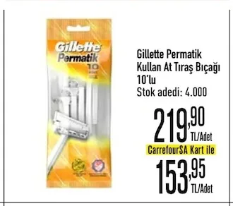 Gillette Permatik Kullan At Tıraş Bıçağı 10'Lu