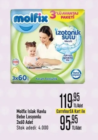 Molfix Islak Havlu Bebe Losyonlu 3X60 Adet