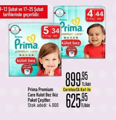 Prima Premium Care Kulot Bez İkiz Paket Çeşitler.