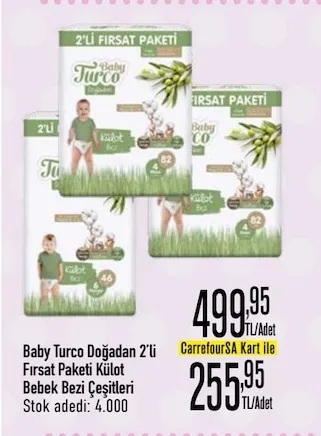 Baby Turco Doğadan 2'Li Fırsat Paketi Külot Bebek Bezi Çeşitleri
