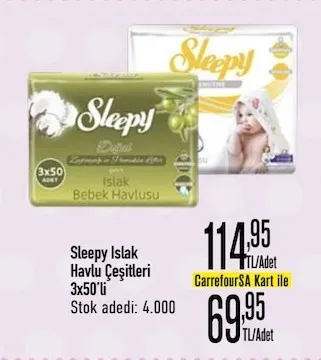 Sleepy Islak Havlu Çeşitleri 3X50'Li