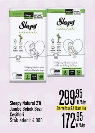 Sleepy Natural 2'Li Jumbo Bebek Bezi Çeşitleri
