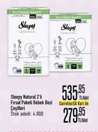 Sleepy Natural 2'Li Fırsat Paketi Bebek Bezi Çeşitleri