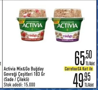 Activia Mix&Go Buğday Gevreği Çeşitleri 183 Gr