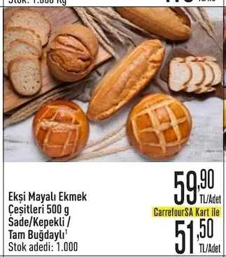 Ekşı Mayalı Ekmek Çeşıtlerı 500 G Sade/Kepekli / Tam Buğdaylı