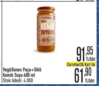Veg&Bones Paça+Ilikli Kemik Suyu 480 Ml