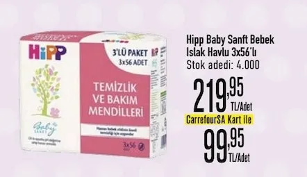 Hipp Baby Sanft Bebek Islak Havlu 3X56'Lı