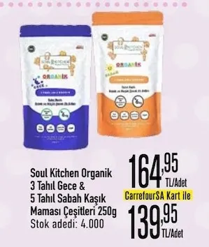 Soul Kitchen Organik 3 Tahıl Gece & 5 Tahıl Sabah Kaşık Maması Çeşitleri 250G