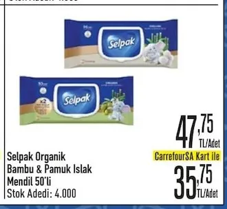 Selpak Organik Bambu & Pamuk Islak Mendil 50'Li