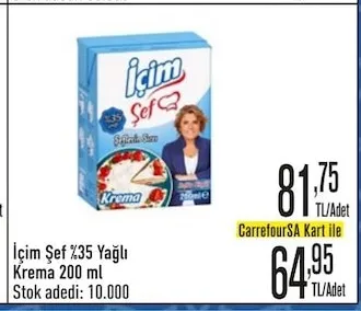 İçim Şef %35 Yağlı Krema 200 Ml