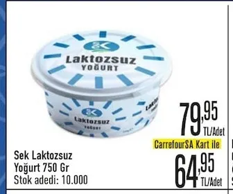 Sek Laktozsuz Yoğurt 750 Gr