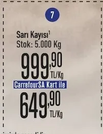 Sarı Kayısı 5.000 Kg