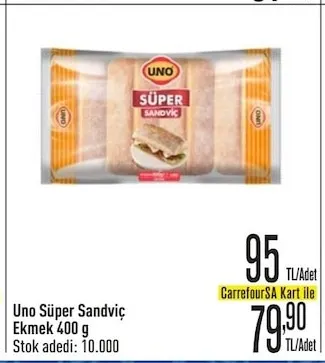 Uno Süper Sandviç Ekmek 400 G
