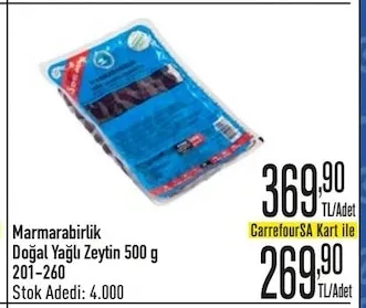 Marmarabirlik Doğal Yağlı Zeytin 500 G 201-260