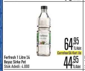 Ferfresh 1 Litre %4 Beyaz Sirke Pet