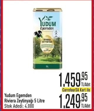 Yudum Egemden Riviera Zeytinyağı 5 Litre
