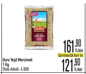 Duru Yeşil Mercimek 1 Kg