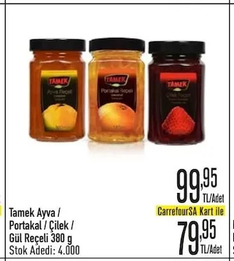 Tamek Ayva / Portakal / Çilek / Gül Reçeli 380 G