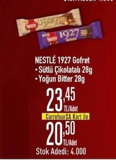 Nestlé 1927 Gofret Sütlü Çikolatalı 28G Yoğun Bitter 28G