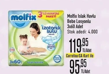 Molfix Islak Havlu Bebe Losyonlu 3X60 Adet
