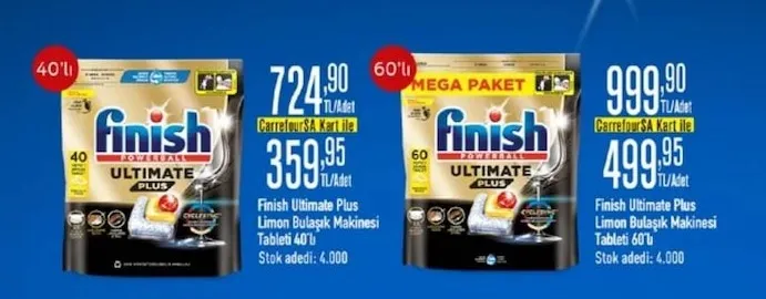 Finish Ultimate Plus Limon Bulaşık Makinesi Tableti 40'Lı