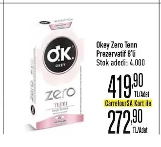 Okey Zero Tenn Prezervatif 8'Li