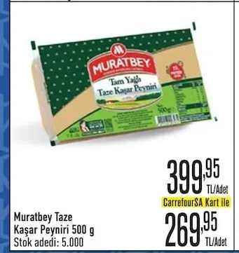 Muratbey Taze Kaşar Peyniri 500 G