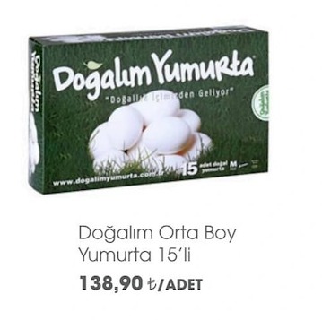 Doğalım Orta Boy Yumurta 15'Li