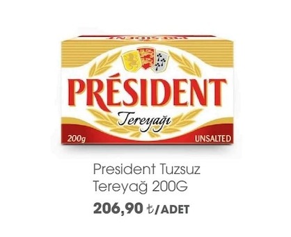 President Tuzsuz Tereyağ 200G