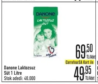 Danone Laktozsuz Süt 1 Litre