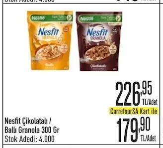 Nesfit Çikolatalı / Ballı Granola 300 Gr