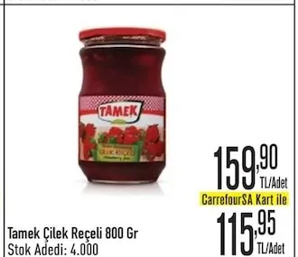 Tamek Çilek Reçeli 800 Gr