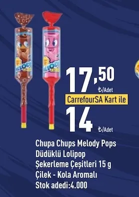 Chupa Chups Melody Pops Düdüklü Lolipop Şekerleme Çeşitleri 15 G