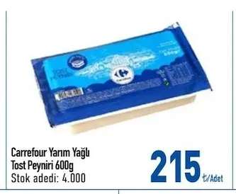 Carrefour Yarım Yağlı Tost Peyniri 600G