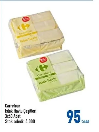 Carrefour Islak Havlu Çeşitleri 3X60 Adet
