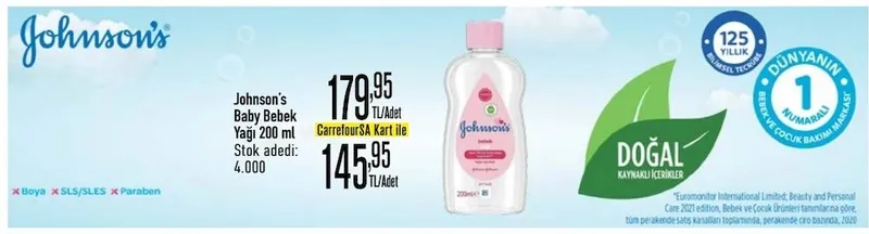 Johnson'S Baby Bebek Yağı 200 Ml