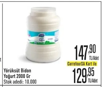 Yörüksüt Bidon Yoğurt 2000 Gr