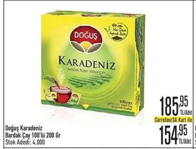 Doğuş Karadeniz Bardak Çay 100'Lü 200 Gr