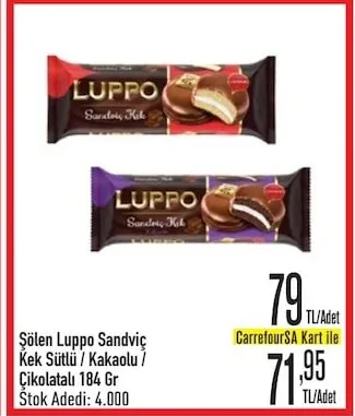 Şölen Luppo Sandviç Kek Sütlü / Kakaolu / Çikolatalı 184 Gr
