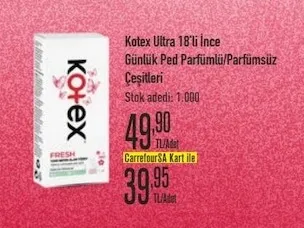 Kotex Ultra 18'Li İnce Günlük Ped Parfümlü/Parfümsüz Çeşitleri