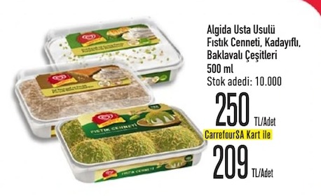 Algida Usta Usulü Fıstık Cenneti, Kadayıflı, Baklavalı Çeşitleri 500 Ml