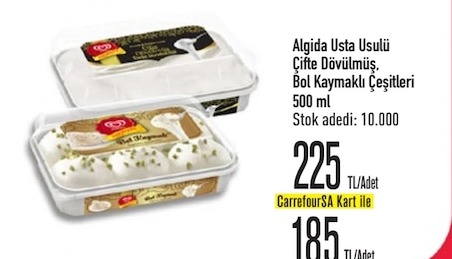 Algida Usta Usulü Çifte Dövülmüş, Bol Kaymaklı Çeşitleri 500 Ml
