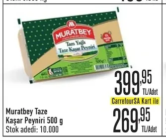 Muratbey Taze Kaşar Peyniri 500 G
