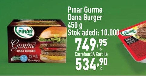 Pinar Gurme Dana Burger 450 G