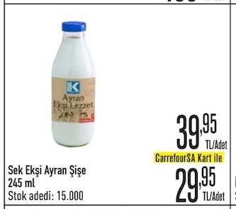 Sek Ekşi Ayran Şişe 245 Ml