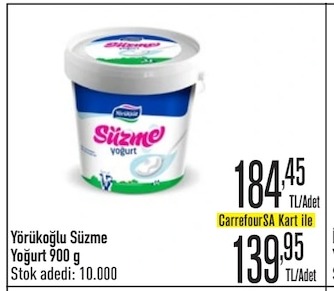 Yörükoğlu Süzme Yoğurt 900 G